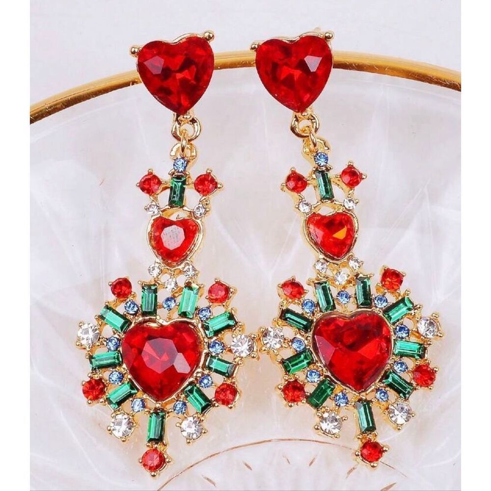 Rhinestone Heart Earrings
